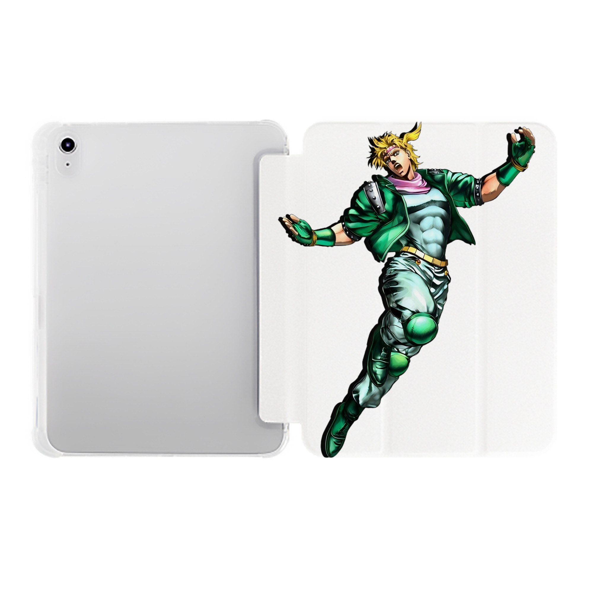 （画像用） ジョジョの奇妙な冒険 ディオ?ブランドー JoJo's Bizarre Adventure Dio Brando IPad ケース ペン収納付き 三つ折りスタンド PUレザー×シリコン 対応機種9.5/10.5/10.9インチ